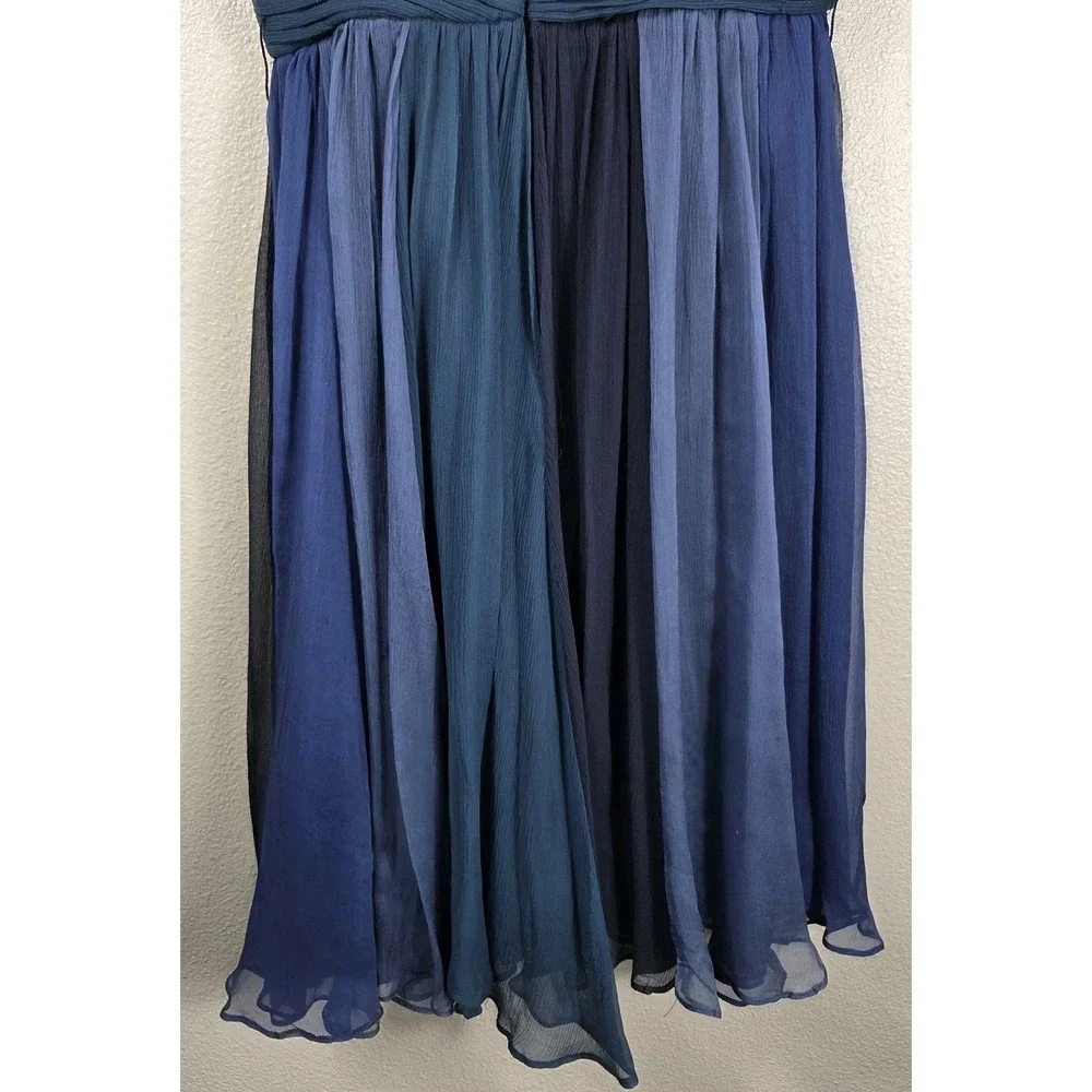 Foley + Corinna 100% Silk Colorblock Pleated Cocktail Dress XS Blue Purple